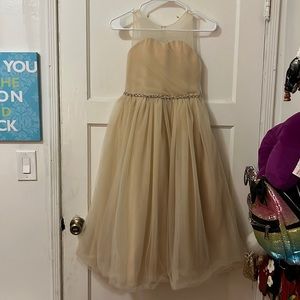 Champagne girls Size 12 tulle flower girl dress
